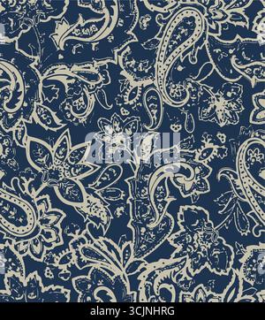 Motivo in tessuto paisley, texture, motivo in tessuto paisley, motivo classico Paisley senza cuciture, paisley, vettoriale, motivo all over Illustrazione Vettoriale
