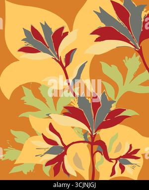 Foglie autunnali sfondo astratto,autunno, sfondi, fiore, caduta, motivo floreale, illustrazione, vettore, lamella, line art, abstract, astratta indietro Illustrazione Vettoriale