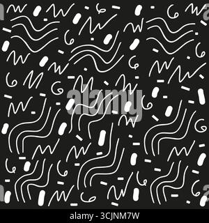 Motivi astratti in bianco e nero con scarabocchi e forme geometriche su sfondo blu illustrazione vettoriale Illustrazione Vettoriale