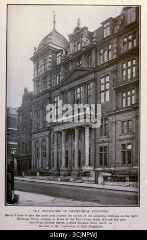 L'ISTITUZIONE DEGLI INGEGNERI MECCANICI. Storey's Gate è visibile (in parte) appena oltre l'angolo dell'edificio adiacente sulla destra. Birdcage Walk, passando davanti all'istituzione, conduce attraverso il cancello in Great George Street, a breve distanza che, sulla sinistra, è l'Institution of Civil Engineers. Dall'articolo LE CASE DELLE GRANDI SOCIETÀ INGEGNERISTICHE. Di Henry Harrison Suplee. Dalla rivista Engineering dedicata al progresso industriale volume XXVI ottobre 1903 - marzo 1904 The Engineering Magazine Co Foto Stock