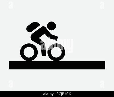 Icona percorso ciclabile persona ciclismo in bicicletta in sella. Strada urbana trasporto attivo tempo libero attività ricreative Sport sano esercizio simbolo Illustrazione Vettoriale