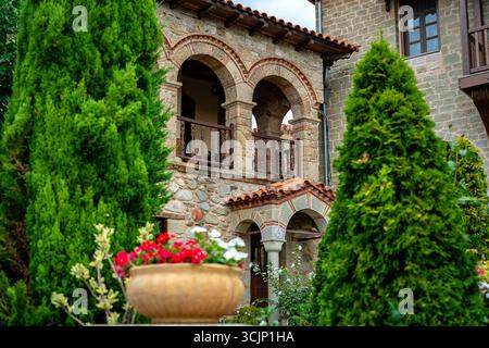 Meteora, Grecia - edificio del monastero di Varlaam Foto Stock