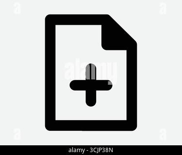 Nuova icona riga file Aggiungi pagina contorno documento simbolo Plus firma documenti cartella documenti aggiuntivi forma nera grafica Clipart carta Note applicazione blocco note Illustrazione Vettoriale