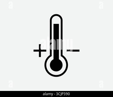 Icona Increase Decrease temperature. Termometro con simbolo più meno alto basso aumento, scala crescente per misurare impostare o regolare il clima Illustrazione Vettoriale