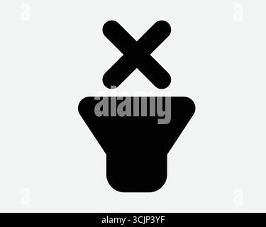 Altoparlante esclusione microfono Tacita radio disattivazione voce negata trasmissione messaggio trasmissione audio supporti pulsante di controllo multimediale simbolo simbolo forma nera croce C Illustrazione Vettoriale