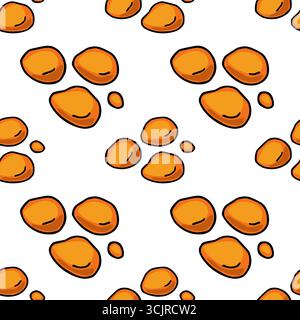 Motivo vettoriale senza cuciture di ciottoli di lava arancio disegnati a mano su sfondo bianco, per creare una texture giocosa e organica ideale per varie applicazioni di design Illustrazione Vettoriale