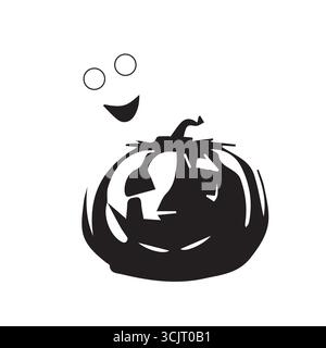 Zucca con rapina per Halloween su sfondo bianco Illustrazione Vettoriale