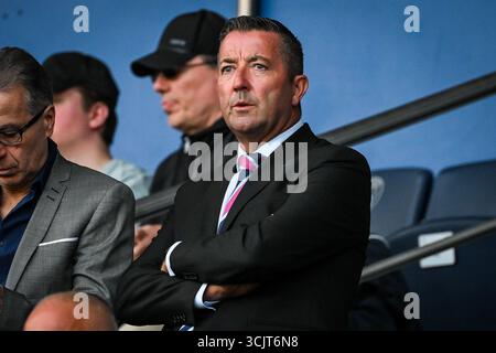 Parigi, Francia. 22 agosto 2025. Karl OLIVE durante la partita di calcio di Ligue 1 tra il Paris Saint-Germain e SCO Angers del 22 agosto 2025 allo stadio Parc des Princes di Parigi, Francia - foto Matthieu Mirville/DPPI Credit: DPPI Media/Alamy Live News Foto Stock