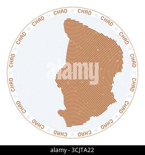 Archi radiali a forma di Ciad. Icona Country round. Poster del design del logo del Ciad. Incredibile illustrazione vettoriale. Illustrazione Vettoriale