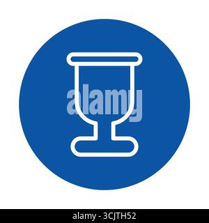 Questa immagine presenta una semplice icona blu che rappresenta il vetro, ideale per indicare oggetti fragili. Perfetto per confezionamento, avvisi di spedizione e laboratorio di sicurezza Illustrazione Vettoriale