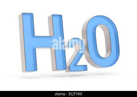 Formula dell'acqua su sfondo bianco. Illustrazione 3D isolata Foto Stock