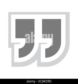 Icona vettoriale dell'adesivo virgolette. Virgoletta con effetto ombra 3D. Illustrazione Vettoriale