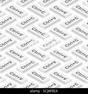 "Schema vettoriale senza interruzioni del tasto "Ctrl+C"." Simbolo di copia, tecnologia e design digitale. Perfetto per sfondi moderni, progetti tecnologici e Illustrazione Vettoriale