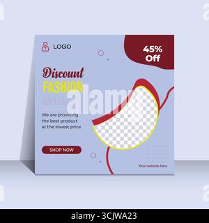 Offerta scontata modello di social media con il 45% di sconto sulla grafica della promozione di vendita Illustrazione Vettoriale