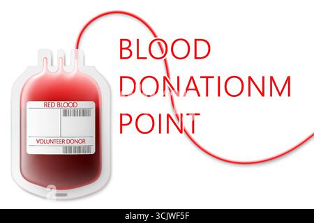 Sacchetto contagocce medico con sangue. Sacca per iniezione di sangue e trasfusione isolata su sfondo trasparente. Medicina e concetto di donazione. Sacca con sangue Illustrazione Vettoriale