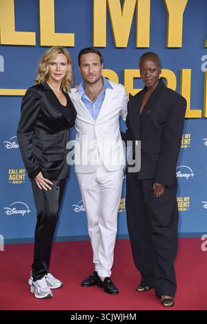 Veronica Ferres, Frederick Lau und Florence Kasumba bei der Weltpremiere von Disney Original serie Call My Agent Berlin in Berlin AM 08.09.2025 Foto Stock