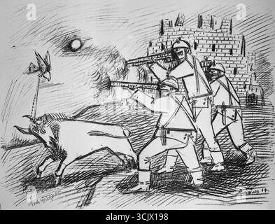 Disegno dell'artista ucraino Alexander Tyshler, 1965 Foto Stock