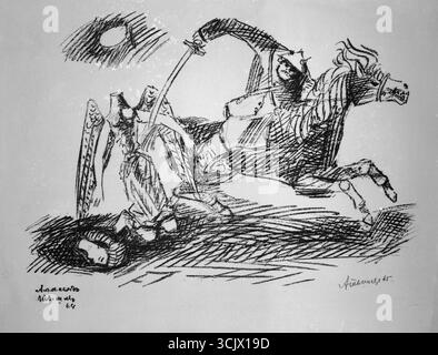 L'Angelo giustiziato, disegno dell'artista ucraino Alexander Tyshler, 1964 Foto Stock