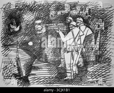 Ripresa della colomba di pace, disegno dell'artista ucraino Alexander Tyshler, 1964 Foto Stock