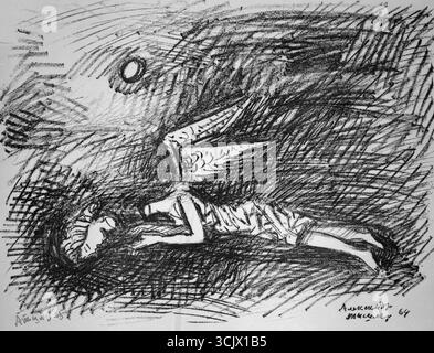 Angel, disegno dell'artista ucraino Alexander Tyshler, 1964 Foto Stock