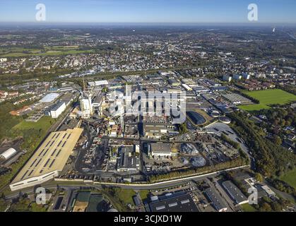 Veduta aerea, Aurubis AG fonderia e riciclatore del rame, veduta del centro città, veduta distante, Gahmen, Luenen, zona della Ruhr, Renania settentrionale-Vestfalia, Foto Stock
