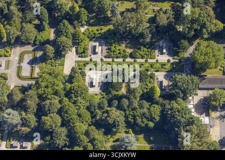 Vista aerea, cimitero sud con cappella e cimitero verde, Sodingen, Herne, regione della Ruhr, Renania settentrionale-Vestfalia, Germania, architettura, sepoltura gro Foto Stock