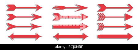 Icona freccia rossa su sfondo bianco. Per la progettazione di siti Web, logo, app. Freccia curva. Vettore. Illustrazione Vettoriale