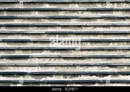 Frammento dettagliato dell'antica parete del tempio giapponese Foto Stock
