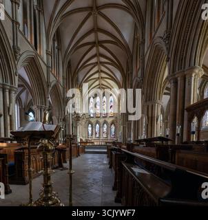 Southwell Minster - Vista interna del Quire - Southwell, Nottinghamshire, Inghilterra, Regno Unito Foto Stock