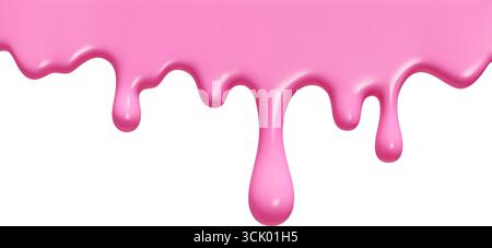 Il gelato rosa si scioglie con gocce lucide e consistenza liscia per creare dessert o grafiche estive. Illustrazione Vettoriale