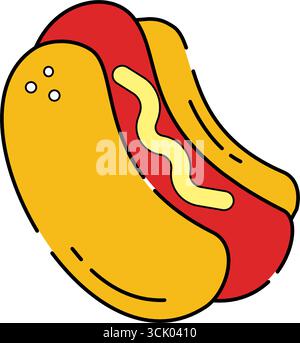 Icona Hot Dog Fast Food nell'illustrazione vettoriale lineare Design isolato Illustrazione Vettoriale