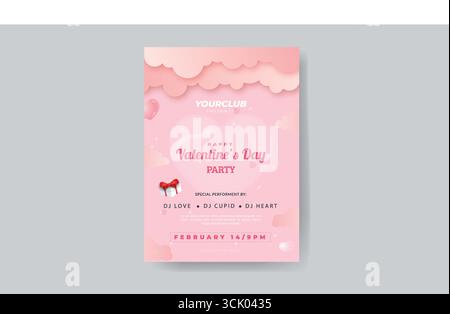 Design del volantino per la festa di San Valentino e banner con offerte speciali per San Valentino Illustrazione Vettoriale