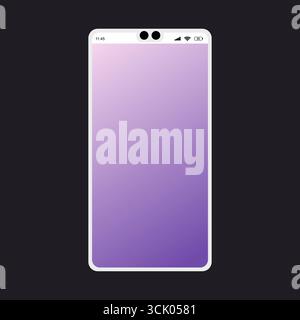 Modello di mockup vettoriale per smartphone. Spazio di copia su schermo vuoto. Schermata del telefono cellulare vuota. Illustrazione Vettoriale