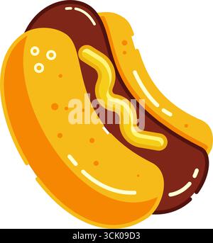 Icona Hot Dog Fast Food in stile colore riempimento Cartoon Design isolato vettoriale Illustrazione Vettoriale