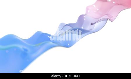 Forma d'onda in vetro della curva a colori su rendering 3d bg bianco Foto Stock