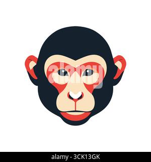 Grafica vettoriale della faccia della scimmia su sfondo bianco Illustrazione Vettoriale
