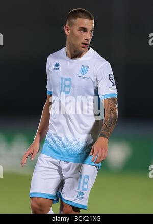 Serravalle, Italia. 6 settembre 2025. Samuele Zannoni di San Marino durante la partita di qualificazione ai Mondiali di San Marino contro Bosnia-Erzegovina allo Stadio San Marino di Serravalle. Il credito per immagini dovrebbe essere: Jonathan Moscrop/Sportimage Credit: Sportimage Ltd/Alamy Live News Foto Stock