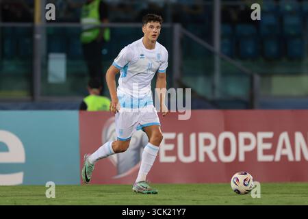 Serravalle, Italia. 6 settembre 2025. Andrea Contadini di San Marino durante la partita di qualificazione ai Mondiali di San Marino contro Bosnia-Erzegovina allo Stadio San Marino di Serravalle. Il credito per immagini dovrebbe essere: Jonathan Moscrop/Sportimage Credit: Sportimage Ltd/Alamy Live News Foto Stock
