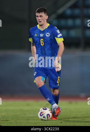 Serravalle, Italia. 6 settembre 2025. Benjamin Tahirovic della Bosnia ed Erzegovina durante la partita di qualificazione ai Mondiali di San Marino - Bosnia-Erzegovina allo Stadio San Marino di Serravalle. Il credito per immagini dovrebbe essere: Jonathan Moscrop/Sportimage Credit: Sportimage Ltd/Alamy Live News Foto Stock