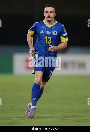 Serravalle, Italia. 6 settembre 2025. Ivan Basic di Bosnia ed Erzegovina durante la partita di qualificazione ai Mondiali di San Marino - Bosnia-Erzegovina allo Stadio San Marino di Serravalle. Il credito per immagini dovrebbe essere: Jonathan Moscrop/Sportimage Credit: Sportimage Ltd/Alamy Live News Foto Stock