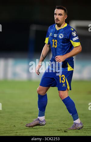 Serravalle, Italia. 6 settembre 2025. Ivan Basic di Bosnia ed Erzegovina durante la partita di qualificazione ai Mondiali di San Marino - Bosnia-Erzegovina allo Stadio San Marino di Serravalle. Il credito per immagini dovrebbe essere: Jonathan Moscrop/Sportimage Credit: Sportimage Ltd/Alamy Live News Foto Stock