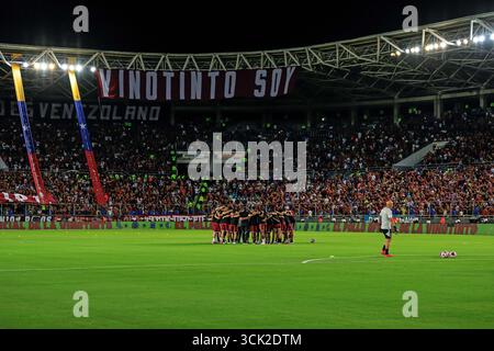 Maturin, Venezuela. 9 settembre 2025. Giocatori del Venezuela prima della partita tra Venezuela e Colombia per il 18° turno delle qualificazioni FIFA 2026, al Maturin Monumental Stadium, a Maturin, Venezuela, il 9 settembre 2025. Foto: Alejandro Teran/DiaEsportivo/Alamy Live News crediti: DiaEsportivo/Alamy Live News Foto Stock