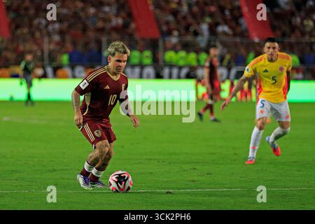 Maturin, Venezuela. 9 settembre 2025. Yeferson Soteldo del Venezuela durante la partita tra Venezuela e Colombia per il 18 ° turno delle qualificazioni FIFA 2026, al Maturin Monumental Stadium, a Maturin, Venezuela, il 9 settembre 2025. Foto: Alejandro Teran/DiaEsportivo/Alamy Live News crediti: DiaEsportivo/Alamy Live News Foto Stock