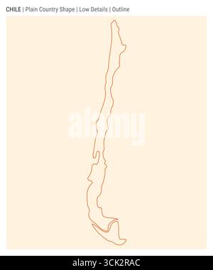 Mappa del paese di pianura del Cile. Dettagli bassi. Stile contorno. Forma del Cile. Illustrazione vettoriale. Illustrazione Vettoriale