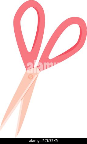 Carino cartone animato a forbici rosa Illustrazione Vettoriale