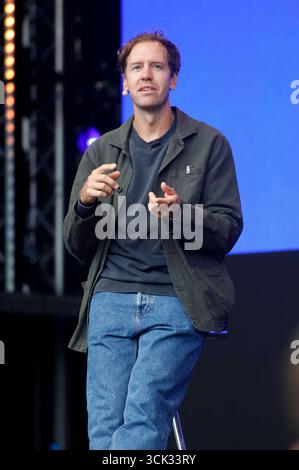 Sebastian Vettel auf der IAA Mobility 2025 a der Messe München. München, 09.09.2025 *** Sebastian Vettel all'IAA Mobility 2025 presso Messe München Monaco di Baviera, 09 09 2025 foto:xAgenturxWehnertx/xGränzdörferx/xFuturexImagex vettel 5917 Foto Stock