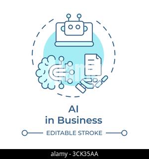 Icona del concetto di INTELLIGENZA ARTIFICIALE blu Illustrazione Vettoriale
