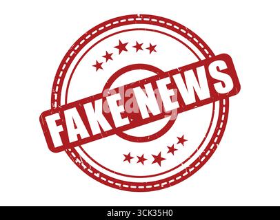 Un sigillo di gomma Fake News con un bordo a stella Illustrazione Vettoriale