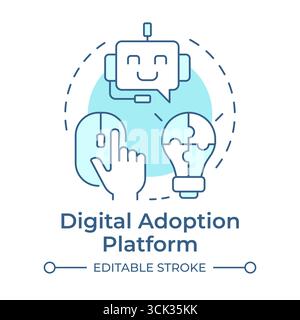 Icona del concetto blu morbido della piattaforma di adozione digitale Illustrazione Vettoriale