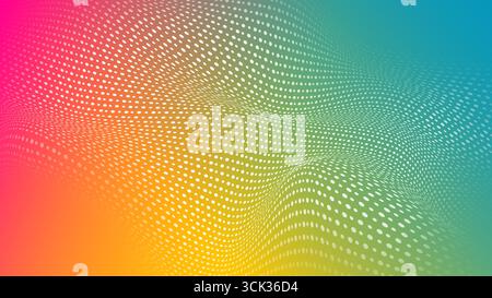 Il motivo a onde colorate con sfumature vibranti e texture tratteggiate crea un'esperienza visiva dinamica Foto Stock